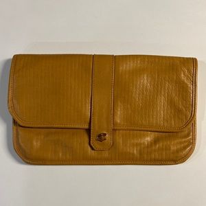 *Vintage Bagheera Brown Leather Vintage Envelope Clutch Made in Italy
